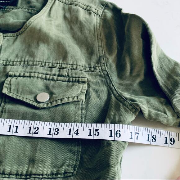 Anthropologie Sanctuary army green utility colorless linen  jacket size XS - Picture 9 of 9